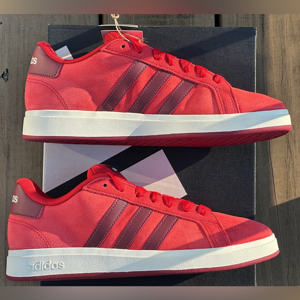 Adidas Grand Court 00s Red Low Casual Sneaker Unisex Youth GS 4Y | 5Y | 6Y NEW - Picture 6 of 8